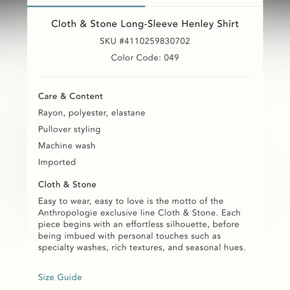 NWT new Anthropologie cloth & stone long sleeve Henley top blue plaid medium - Picture 4 of 16